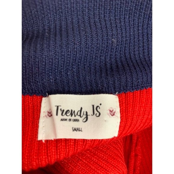 Small Trendy JS Women's Red Fitted 0-Ring Zip Mock Neck Sweater - Picture 7 of 7